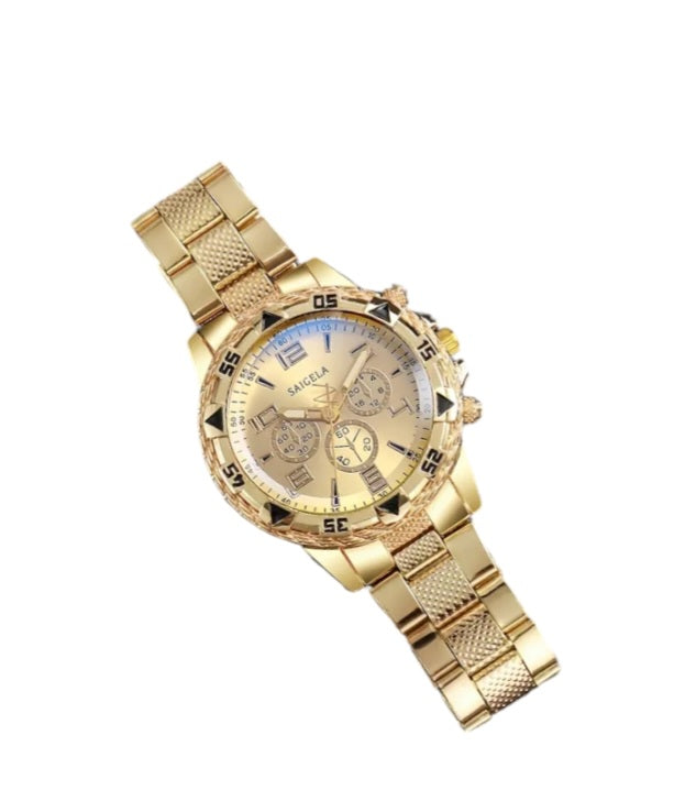 Men's 18k Gold Over Stainless Steel Watch