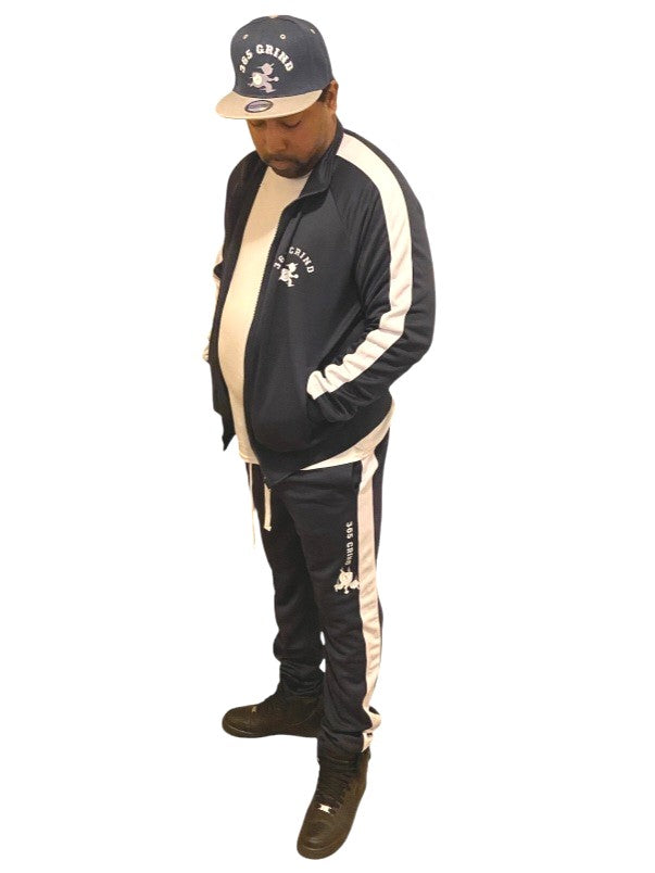 Navy Blue & White Track Suit