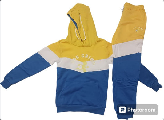 Yellow White & Blue Hoodie Set