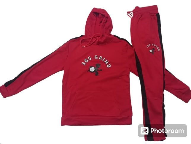 Red & Black Hoodie Jogger Set