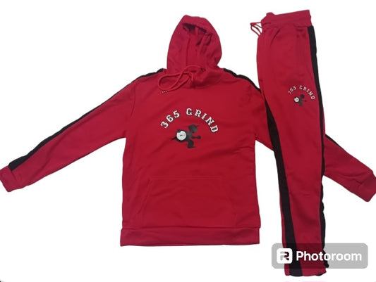 Red & Black Hoodie Jogger Set