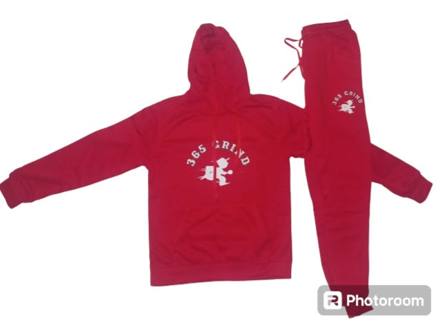 Red & White Hoodie Jogger Set