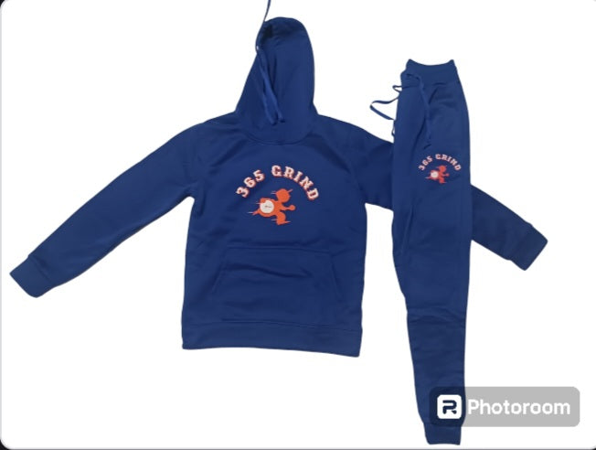 Royal Blue & Orange Hoodie Jogger Set