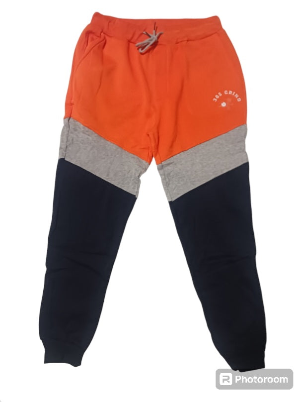 Orange Gray & Navy Blue Hoodie Jogger Set