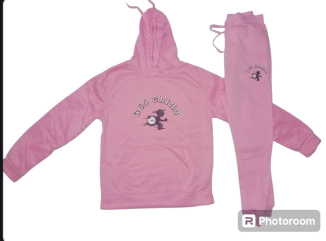 Pink & Black Hoodie Jogger Set