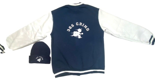 Navy Blue & White Varsity Style Jacket